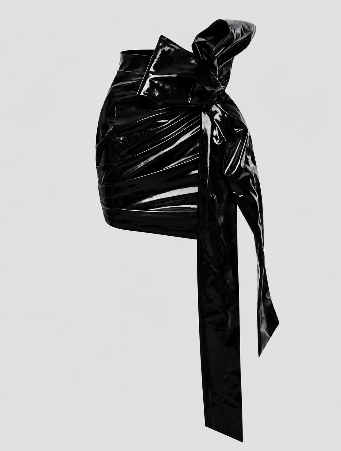 LATEX MINI SKIRT WITH A BOW