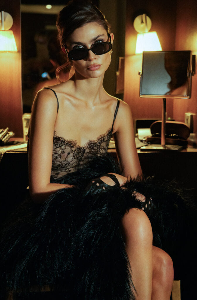 Mini dress with lace bodice