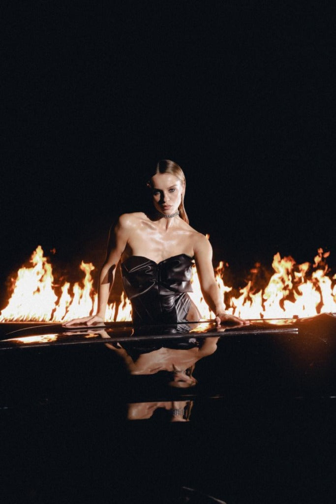 Corset bodysuit with a bow