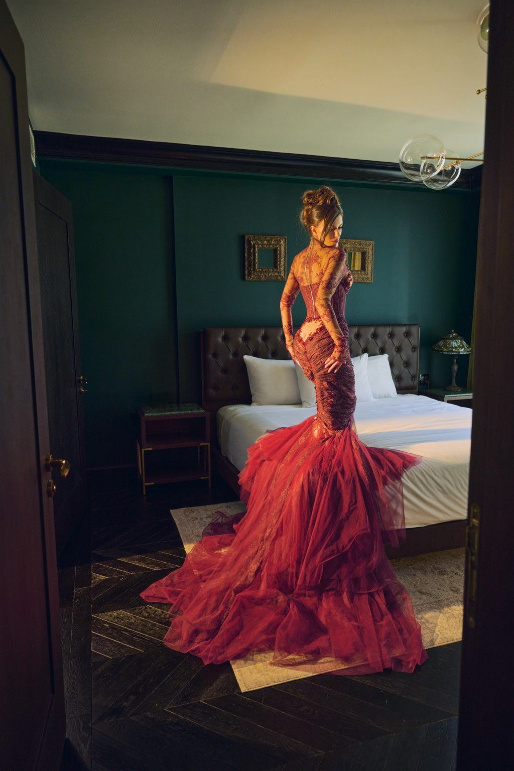 Couture Dress Embellished in Swarovski Crystals