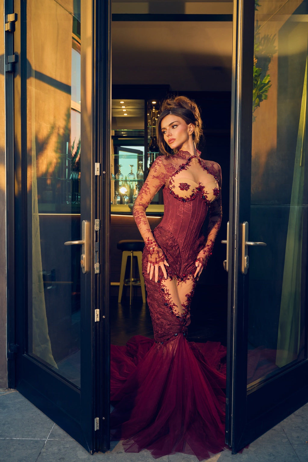 Couture Dress Embellished in Swarovski Crystals