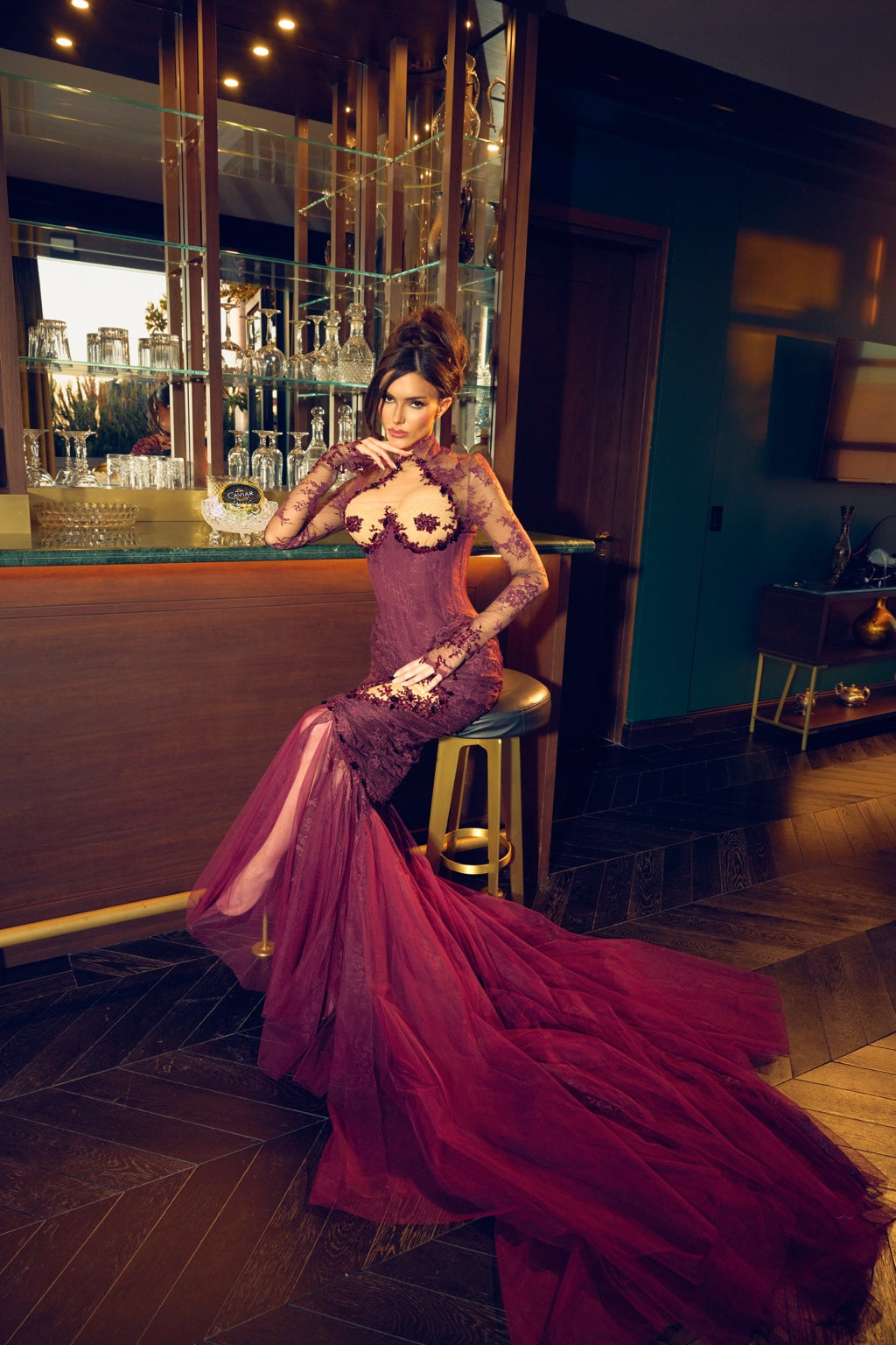 Couture Dress Embellished in Swarovski Crystals