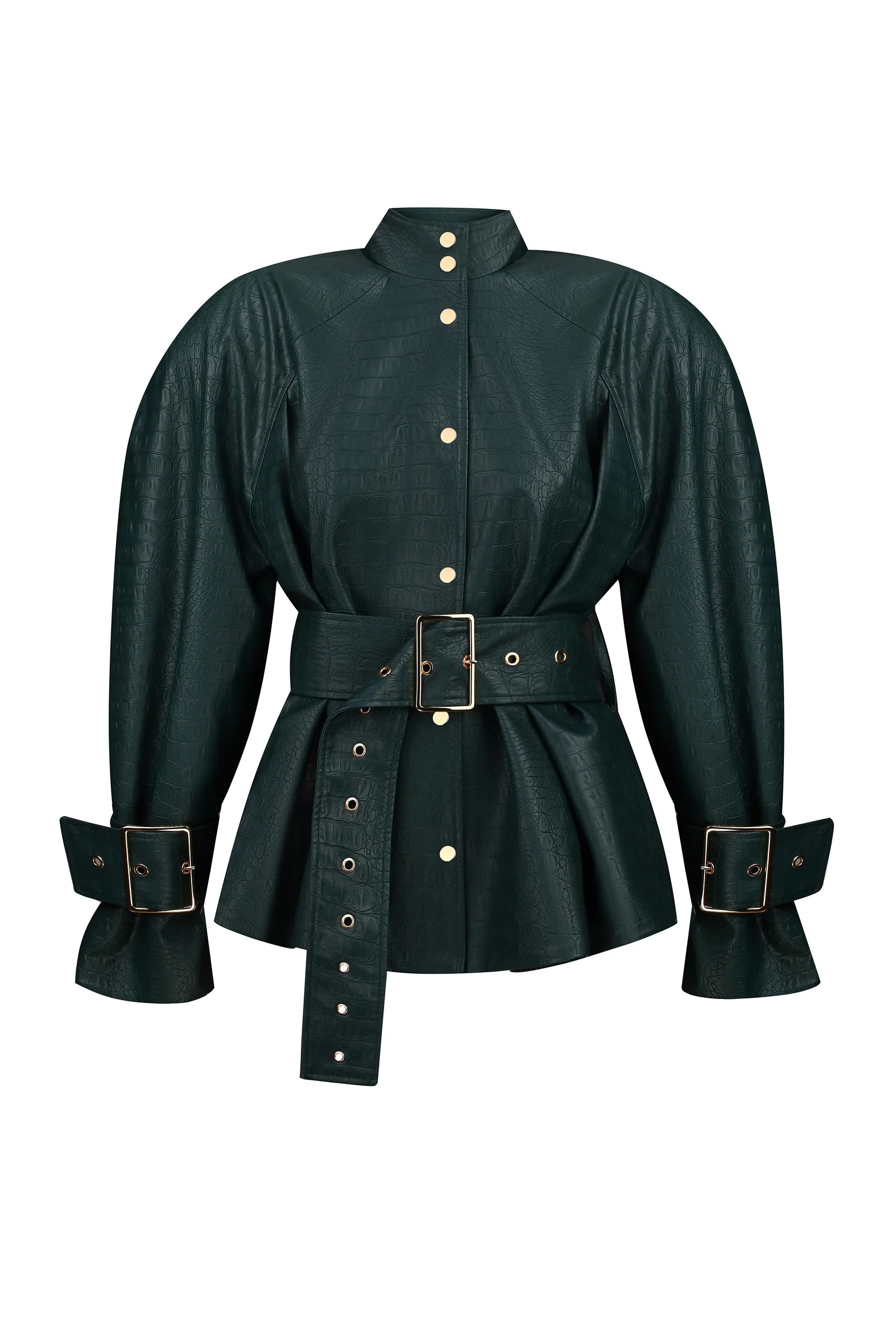 Allure Dark Green Jacket in Python print