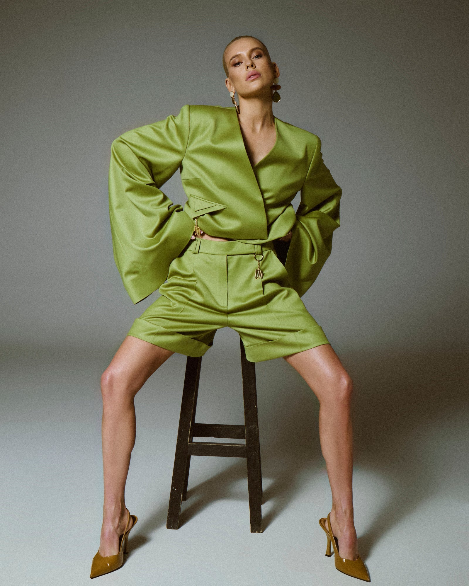 Flux Cropped Blazer in Сhartreuse