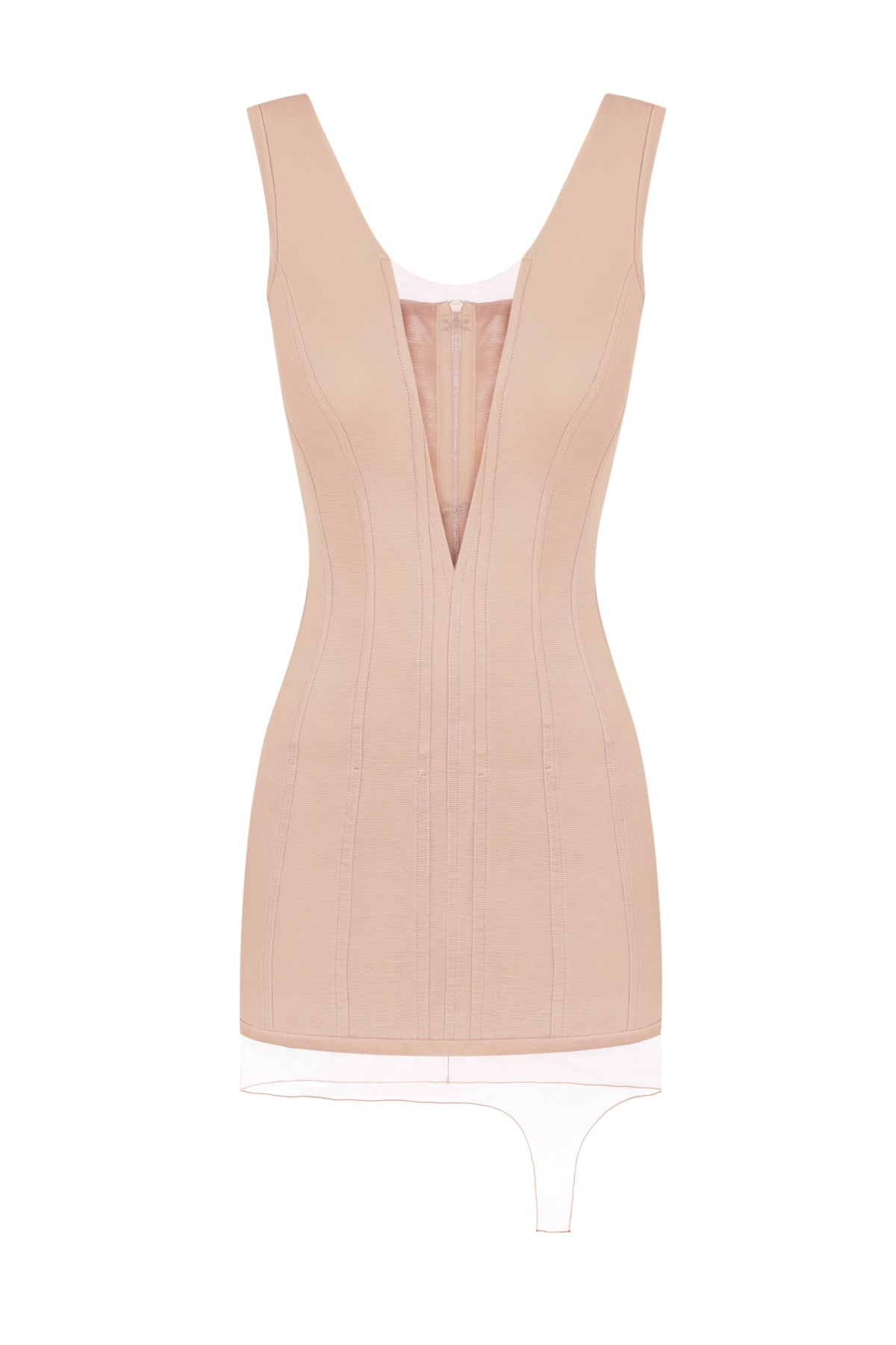 BEIGE CORSET DRESS WITH NET STRAP