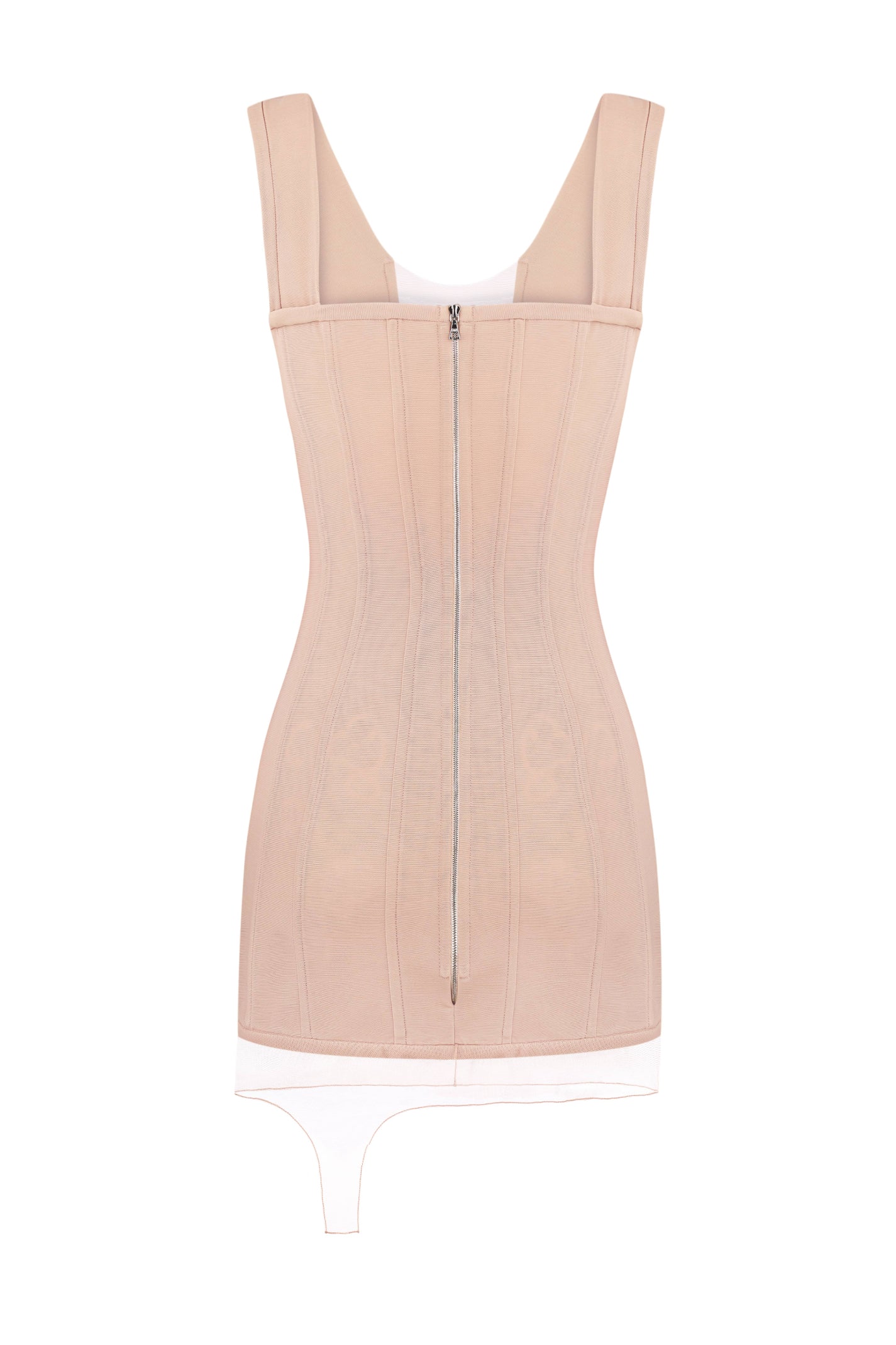 BEIGE CORSET DRESS WITH NET STRAP
