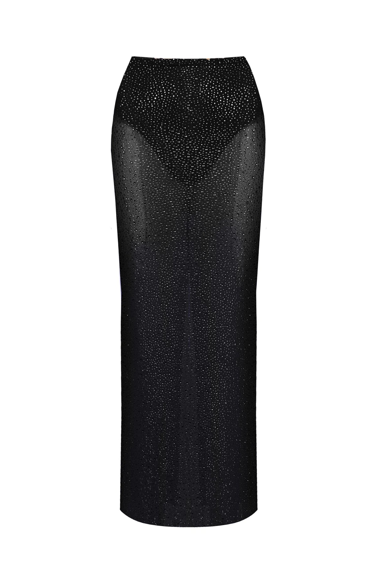 CRYSTAL MIDI SKIRT BLACK