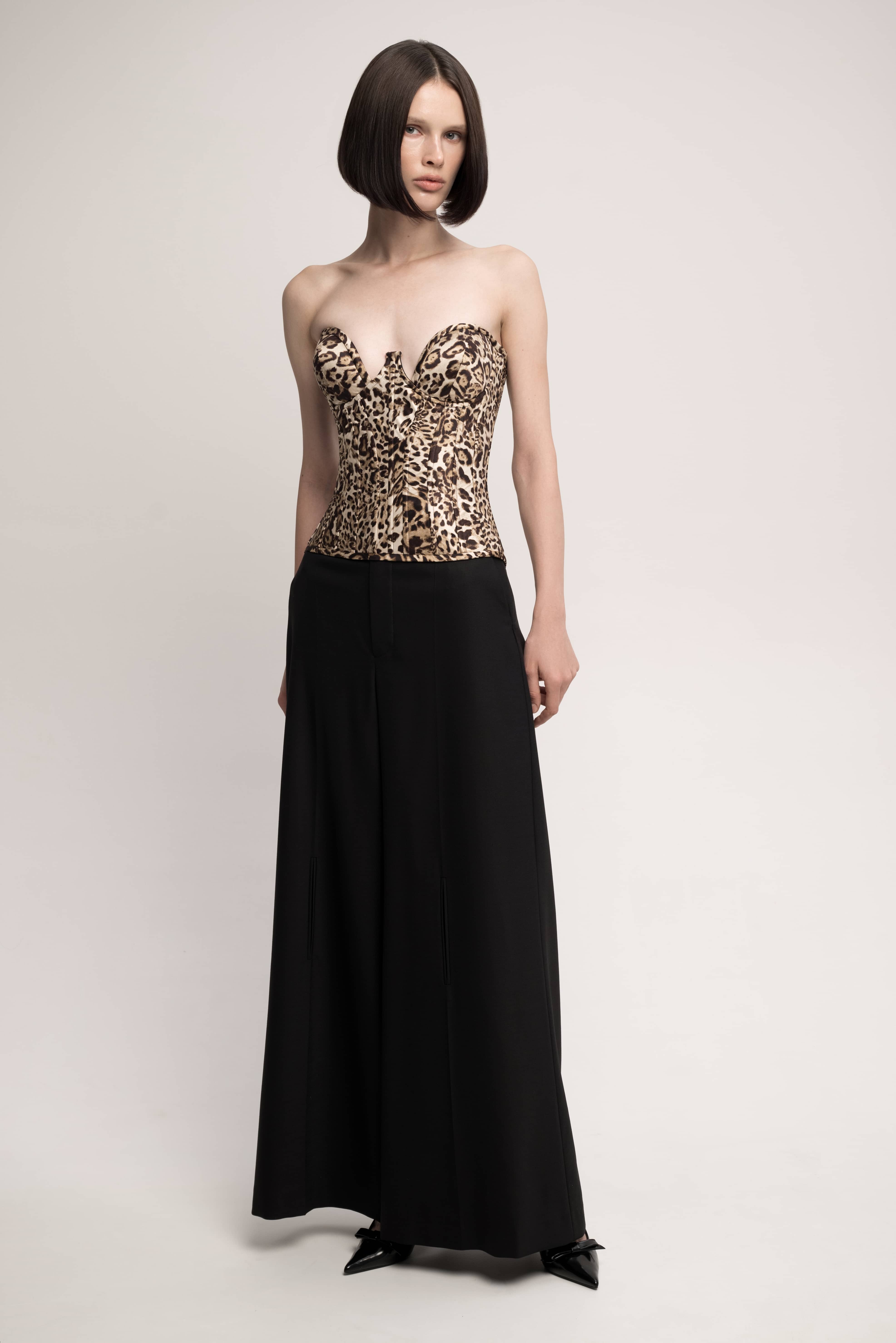 SILK LEOPARD PRINT CORSET