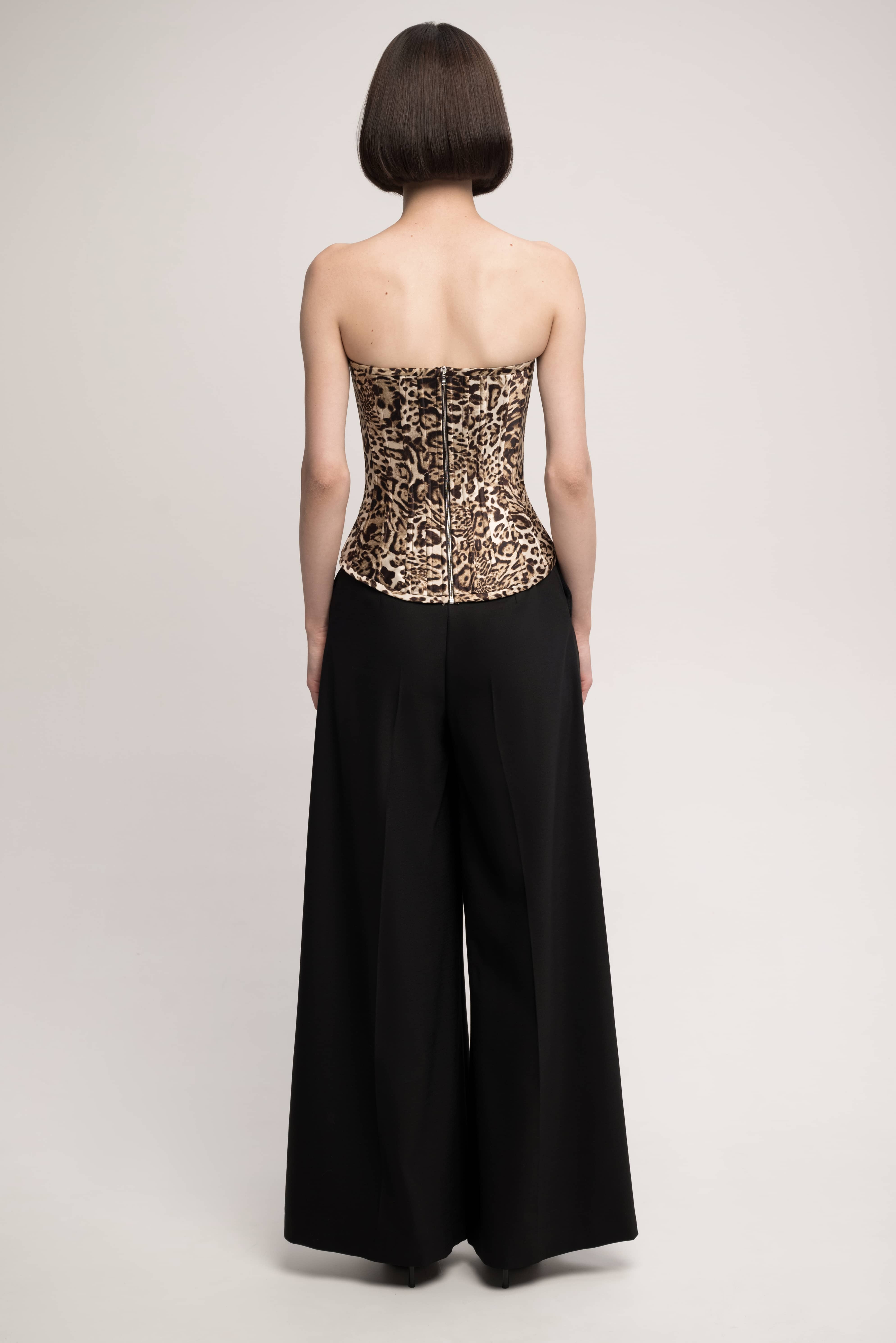 SILK LEOPARD PRINT CORSET