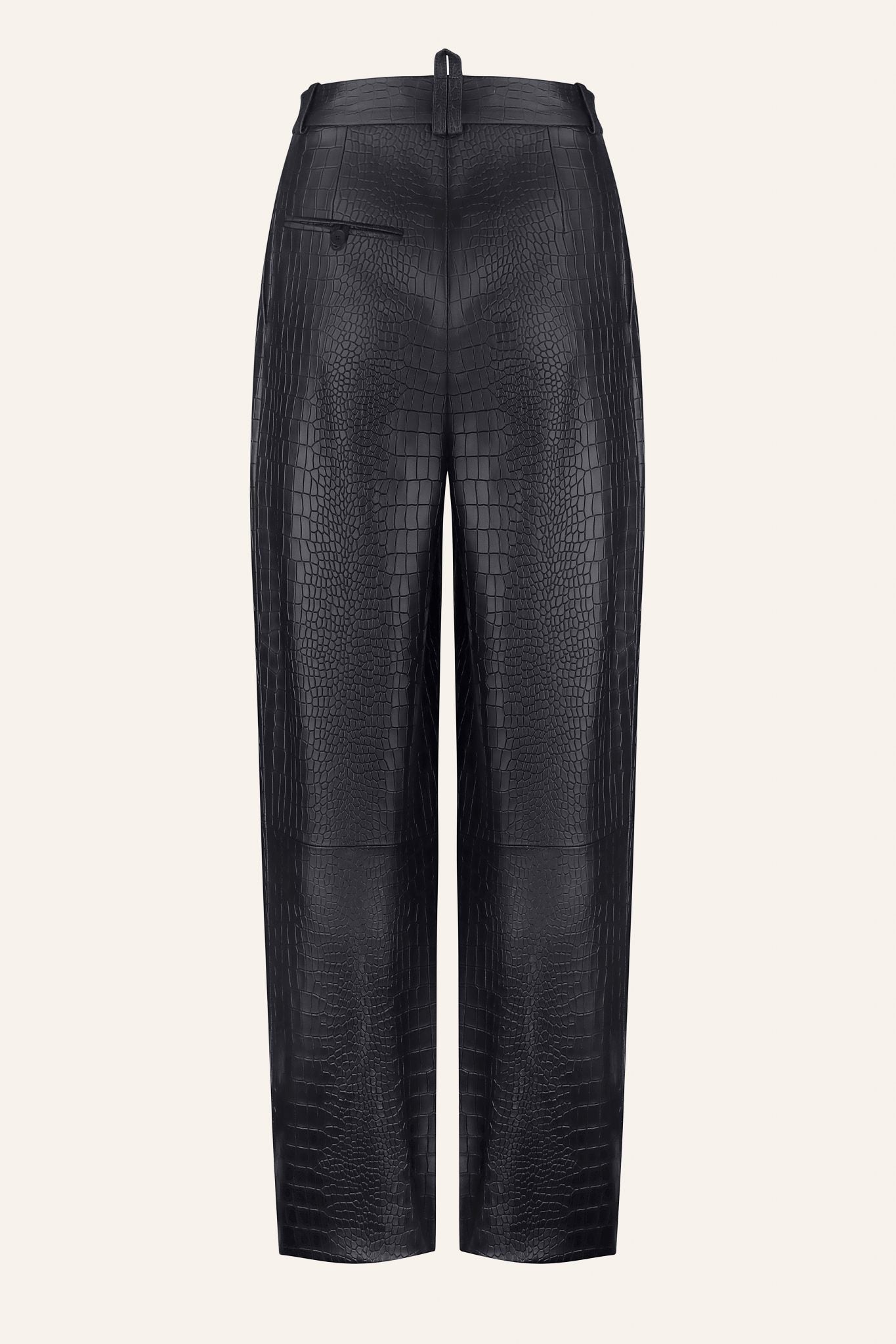 Genuine Leather Black Croco Pants