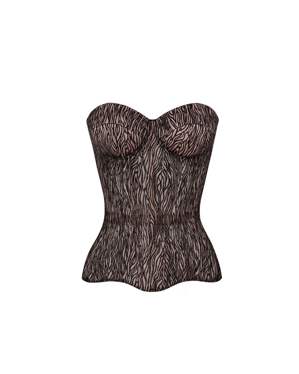 BLACK AND BEIGE WAVE CORSET WITH CUPS