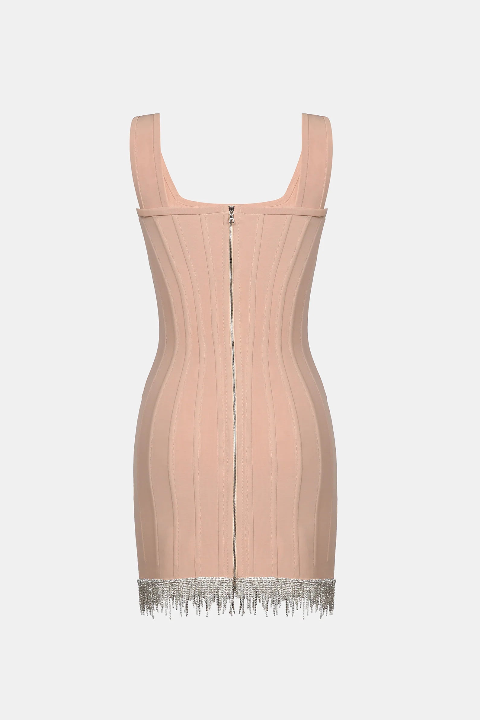 Corset dress with crystal fringe