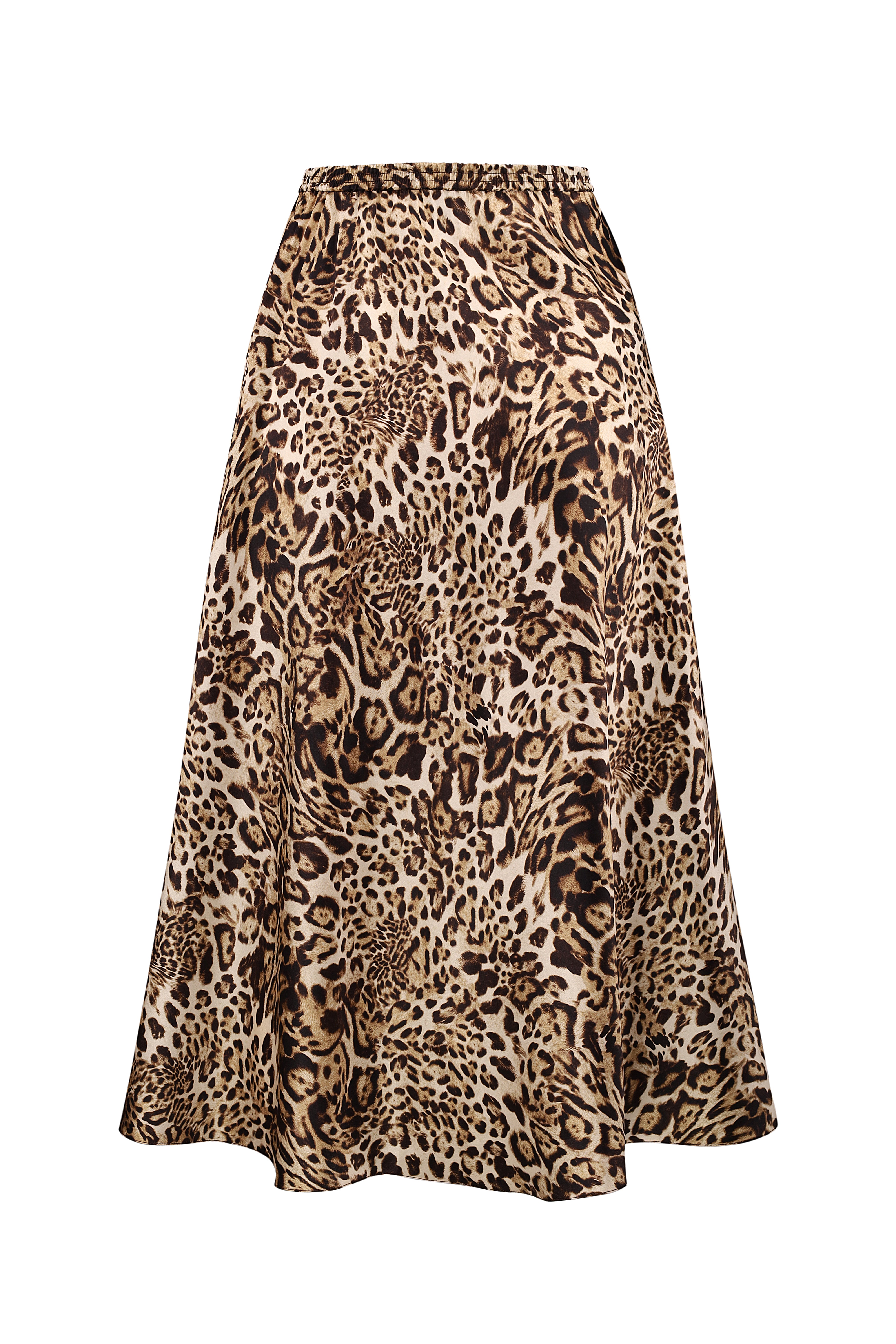 Leopard Print Silk Skirt
