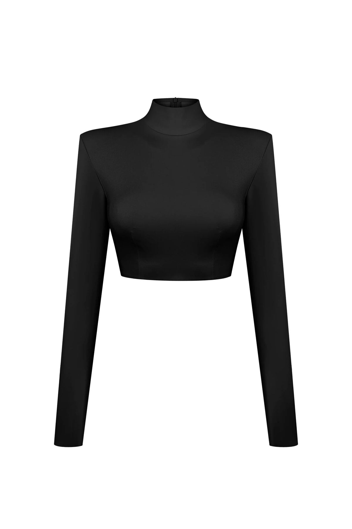 VEGAN LEATHER CROPPED TOP BLACK
