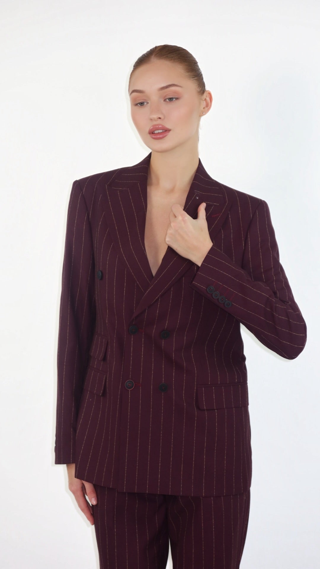Burgundy Pinstripe Suit