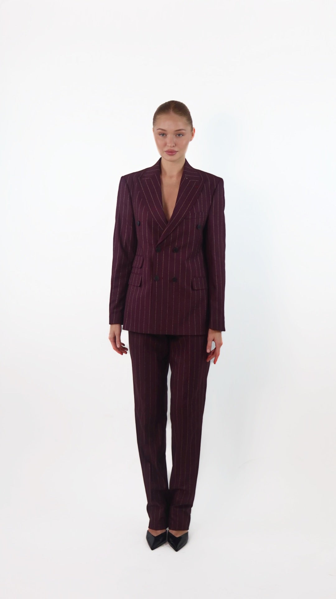Burgundy Pinstripe Suit