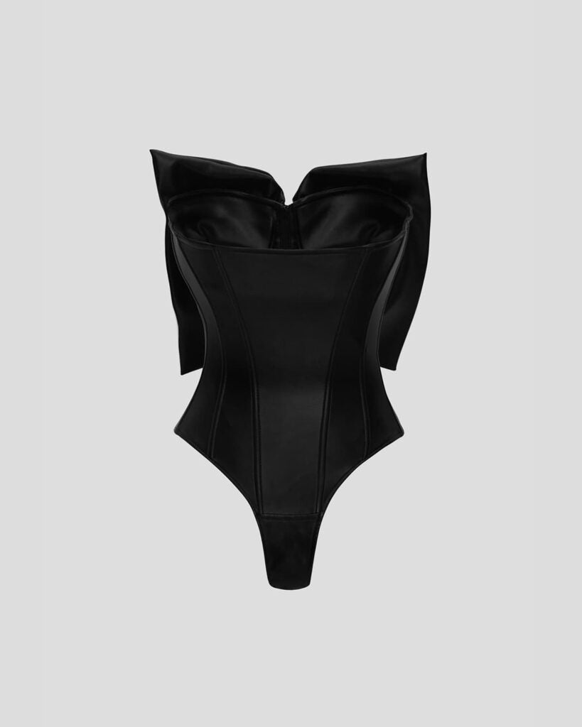 Corset bodysuit with a bow