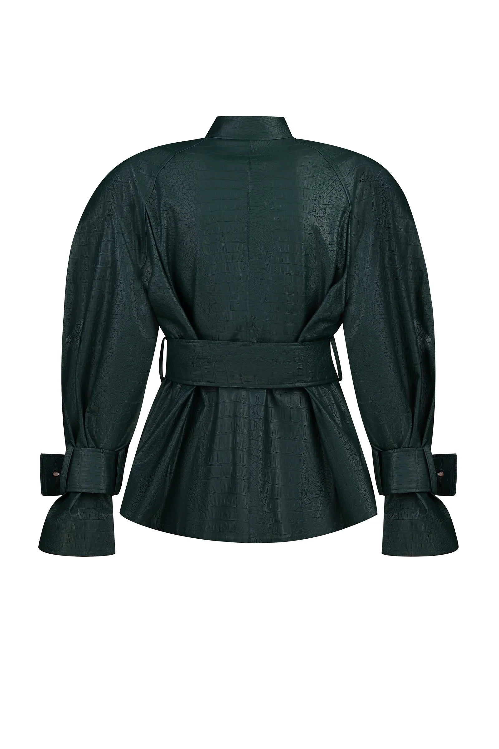 Allure Dark Green Jacket in Python print