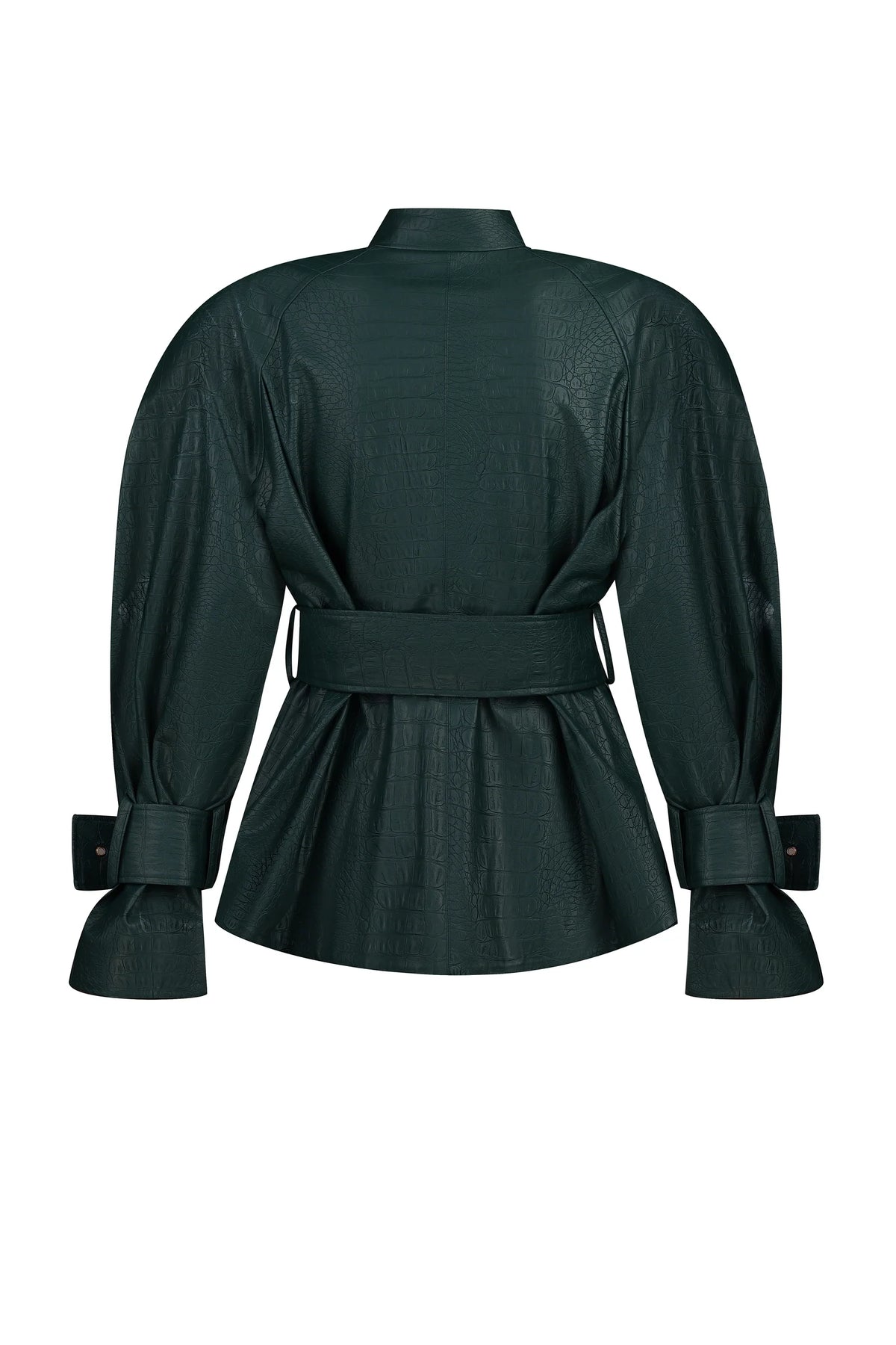 Allure Dark Green Jacket in Python print