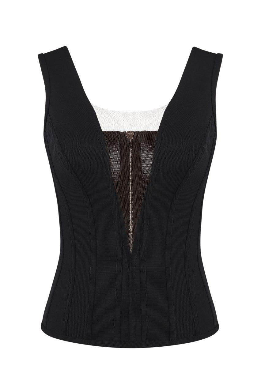 Black Corset with deep  cut