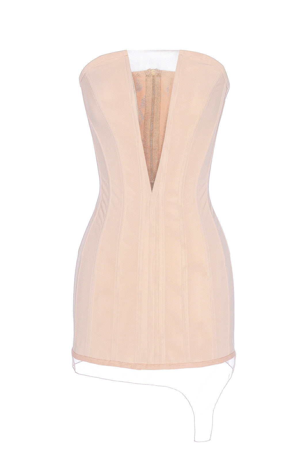 Beige corset dress with net strap