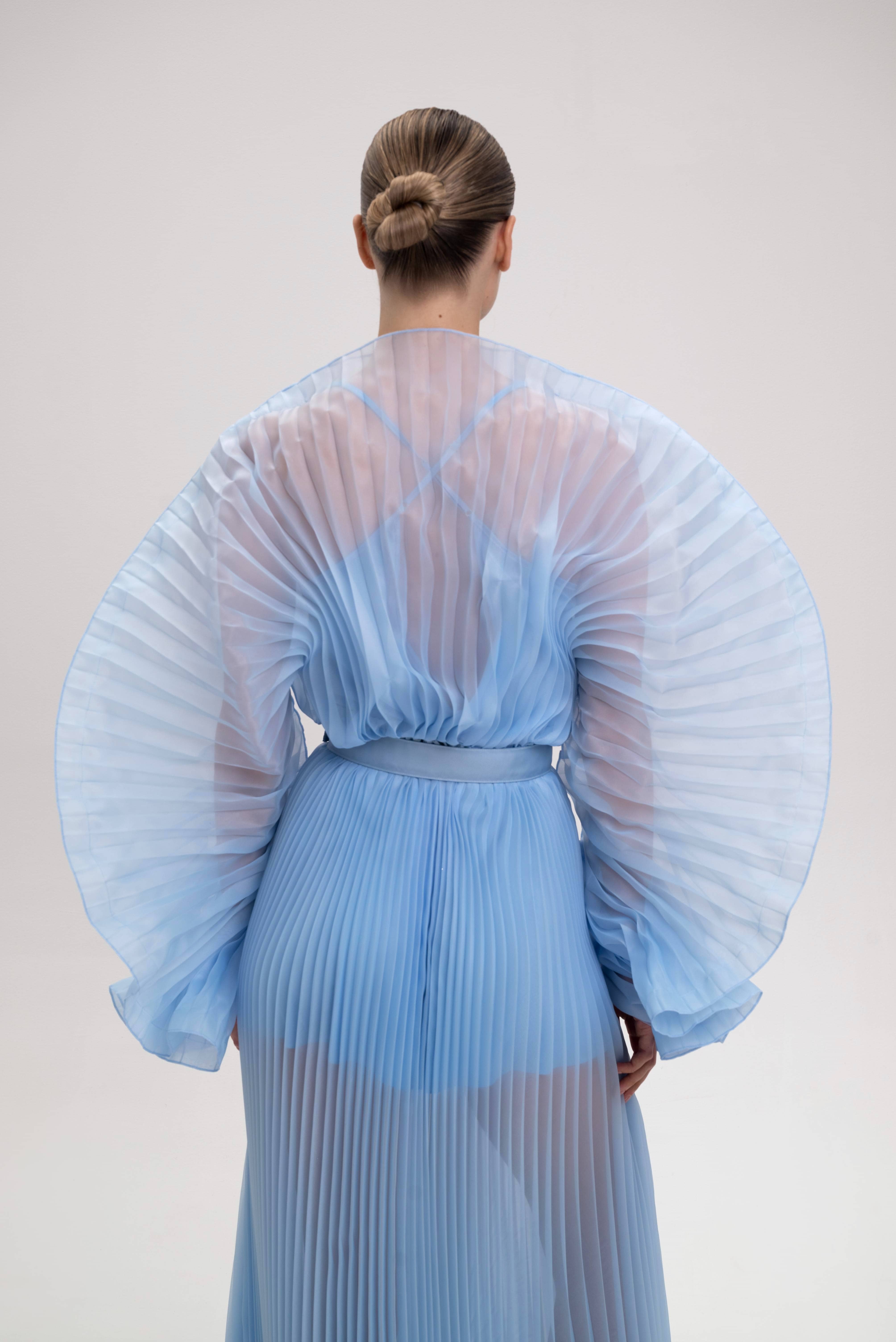 ALISHA PLEATED BLUE DRESS