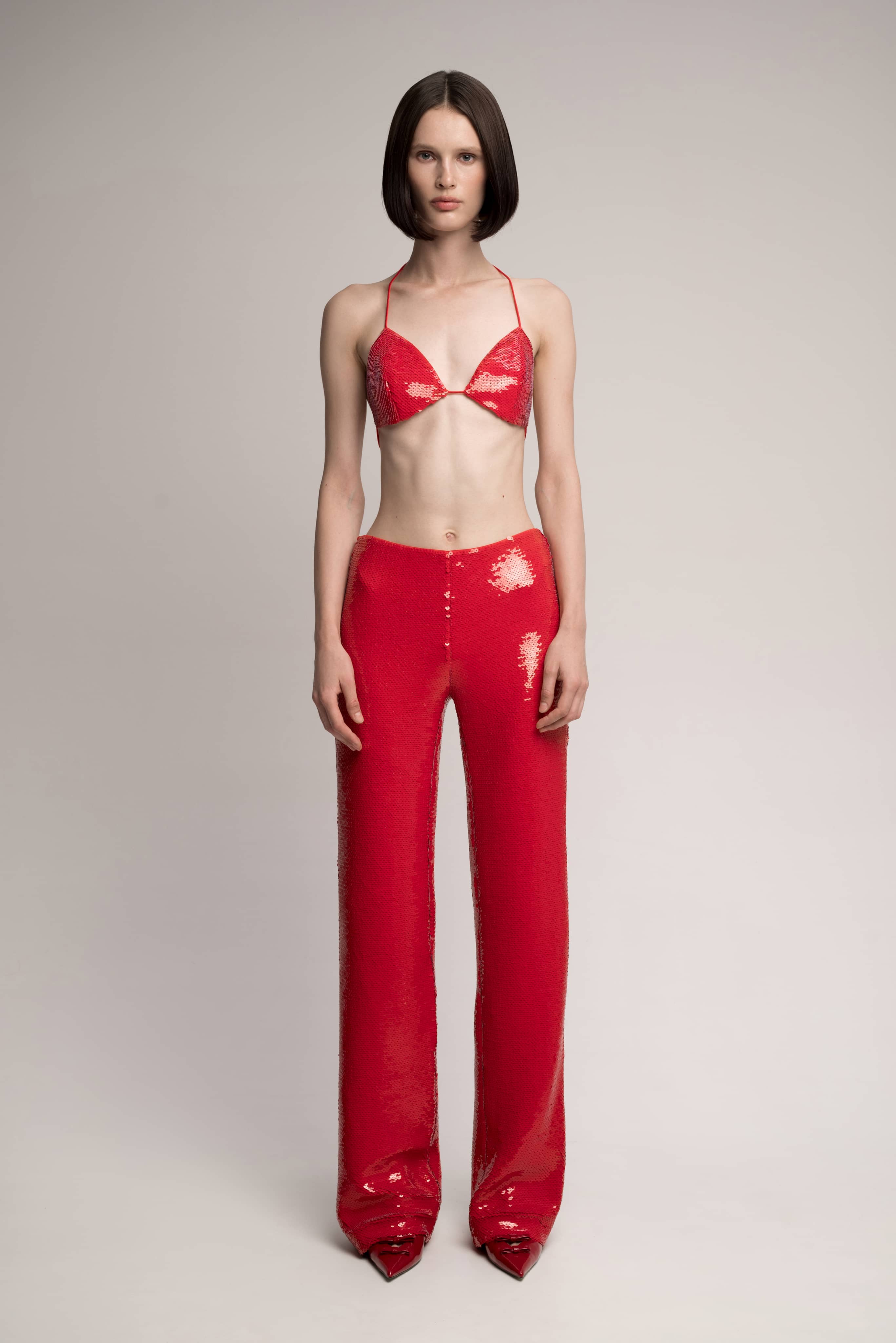 RED JADE SEQUINNED PANTS