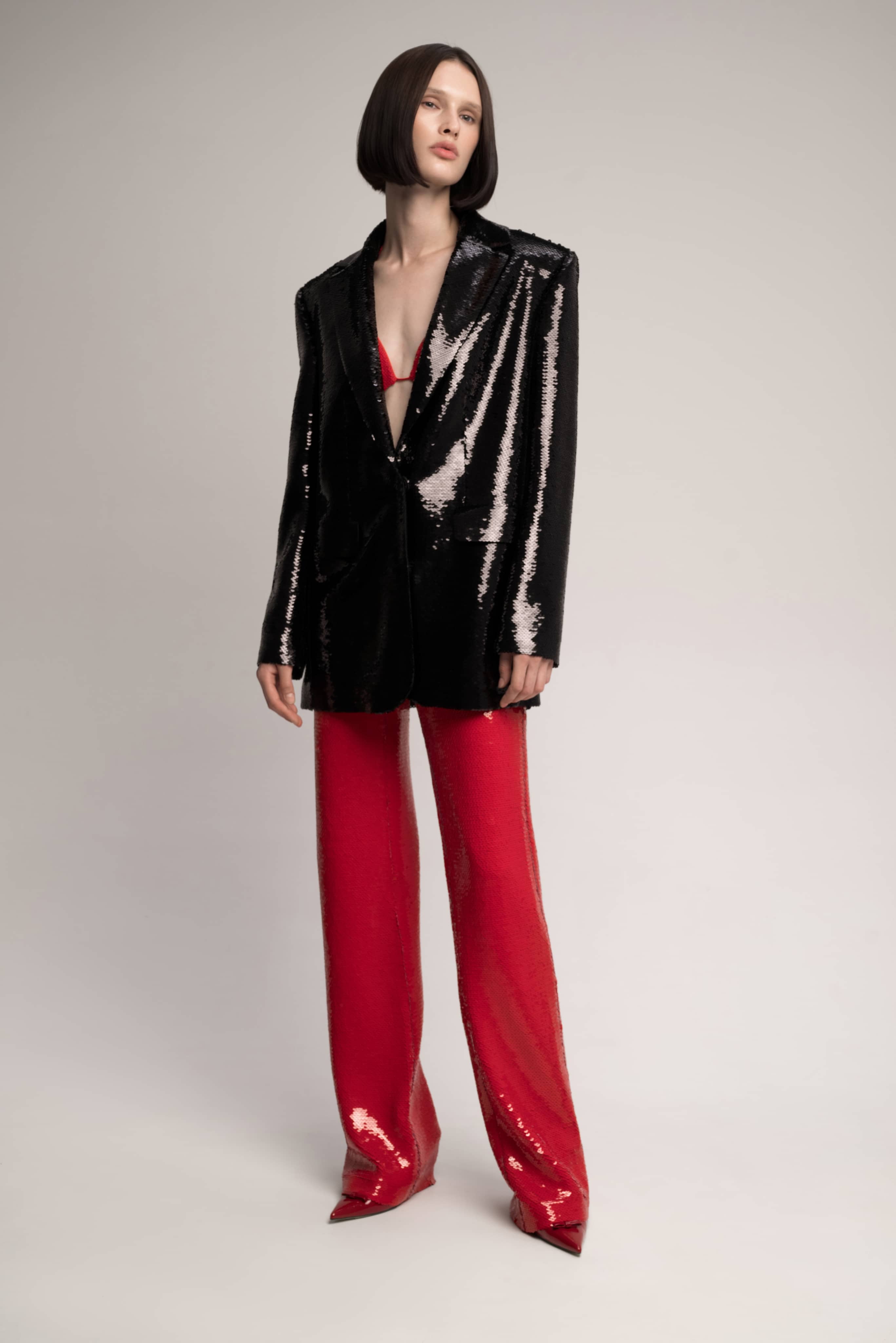 RED JADE SEQUINNED PANTS