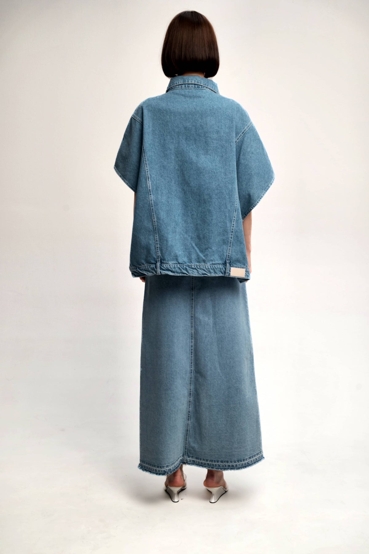 Zip-Front Denim Skirt