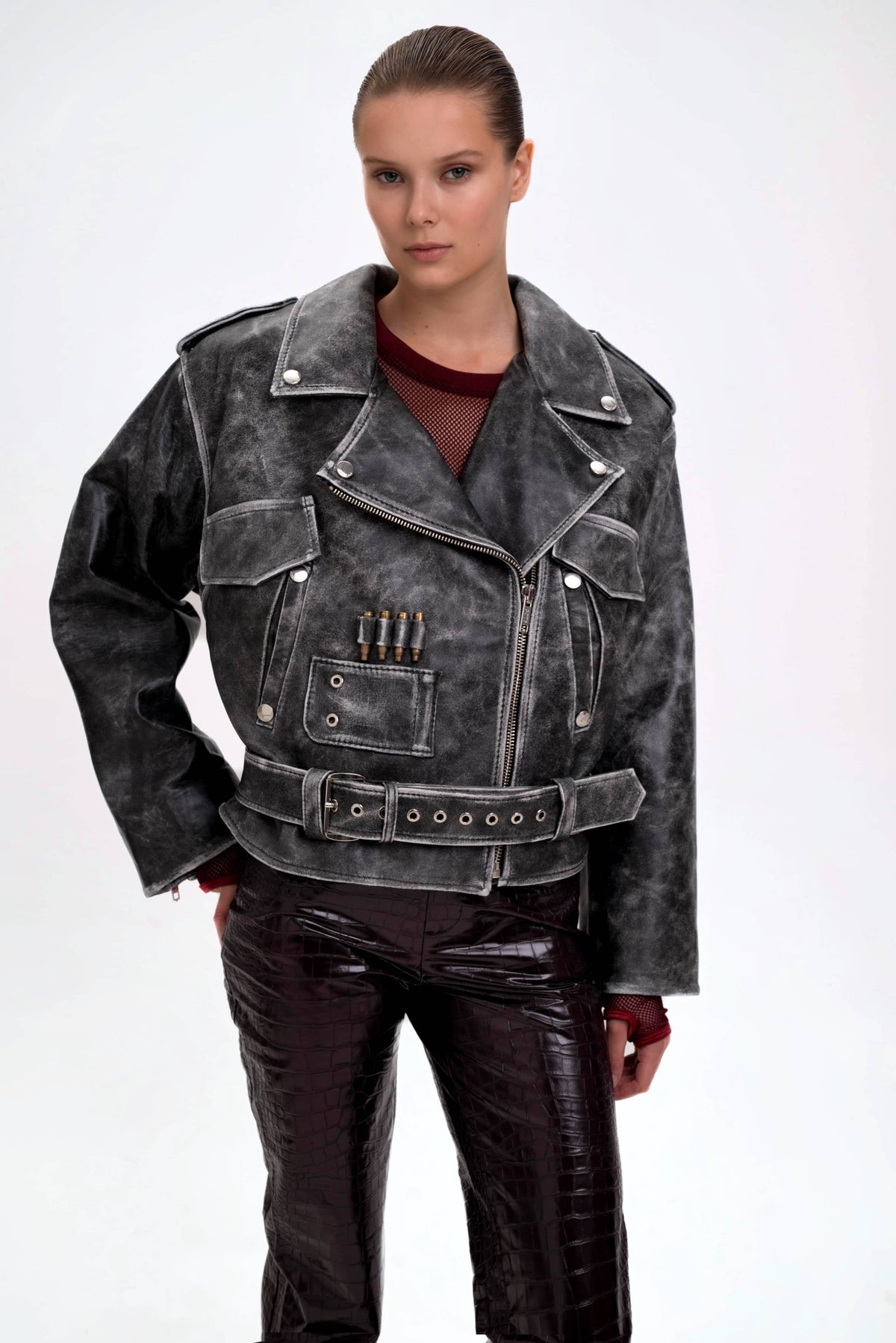 Dark Grey Leather Jacket