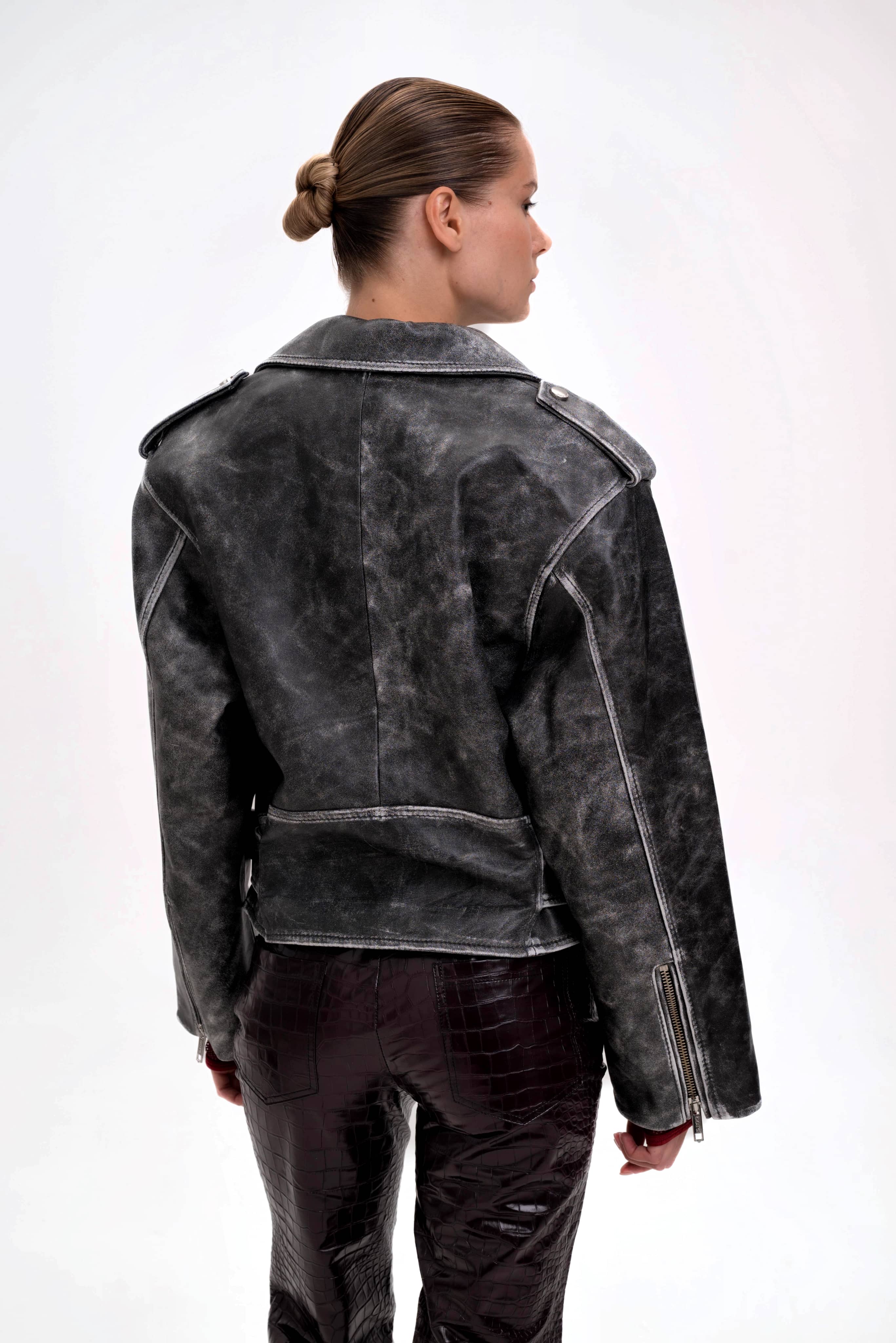 Dark grey leather jacket