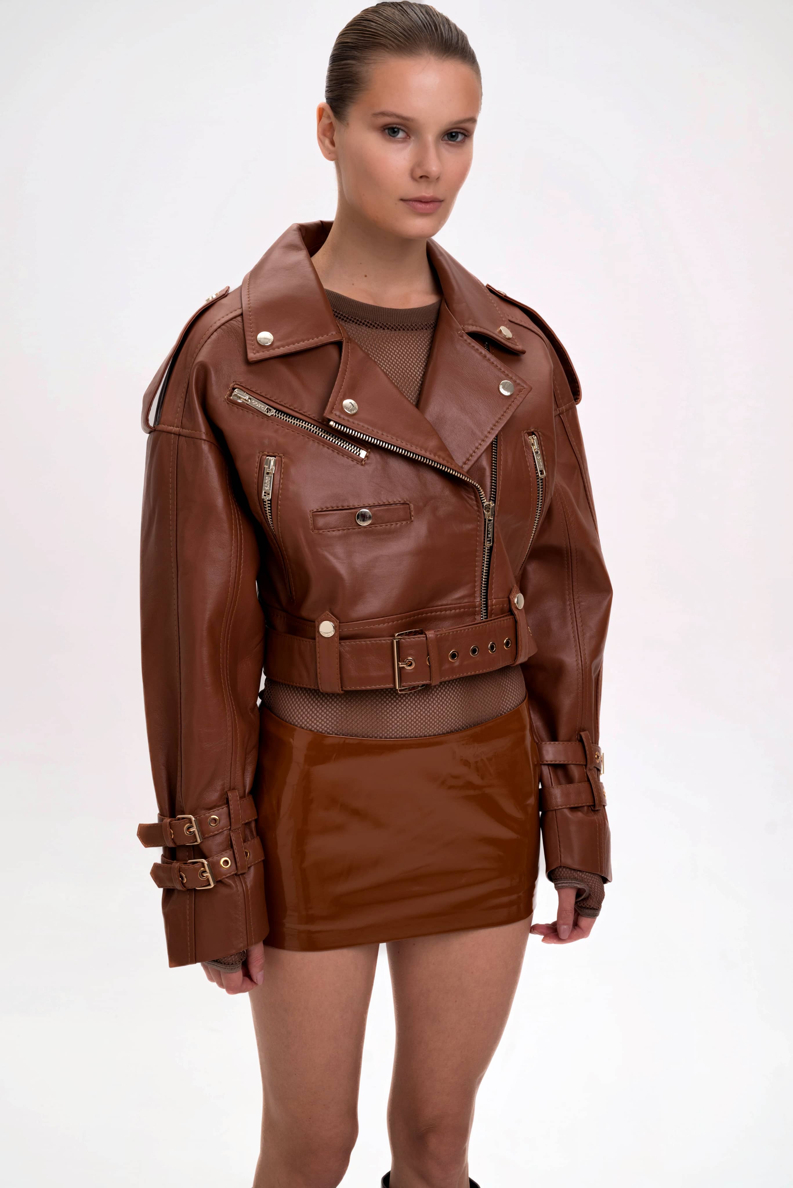 Brown leather jacket