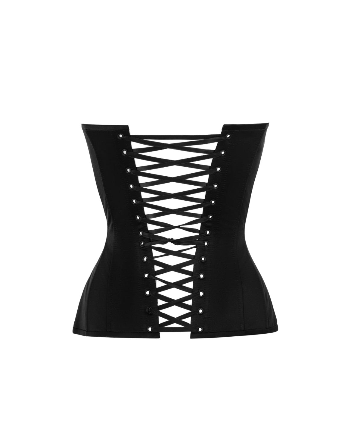 BLACK SATIN CORSET WITH CUPS