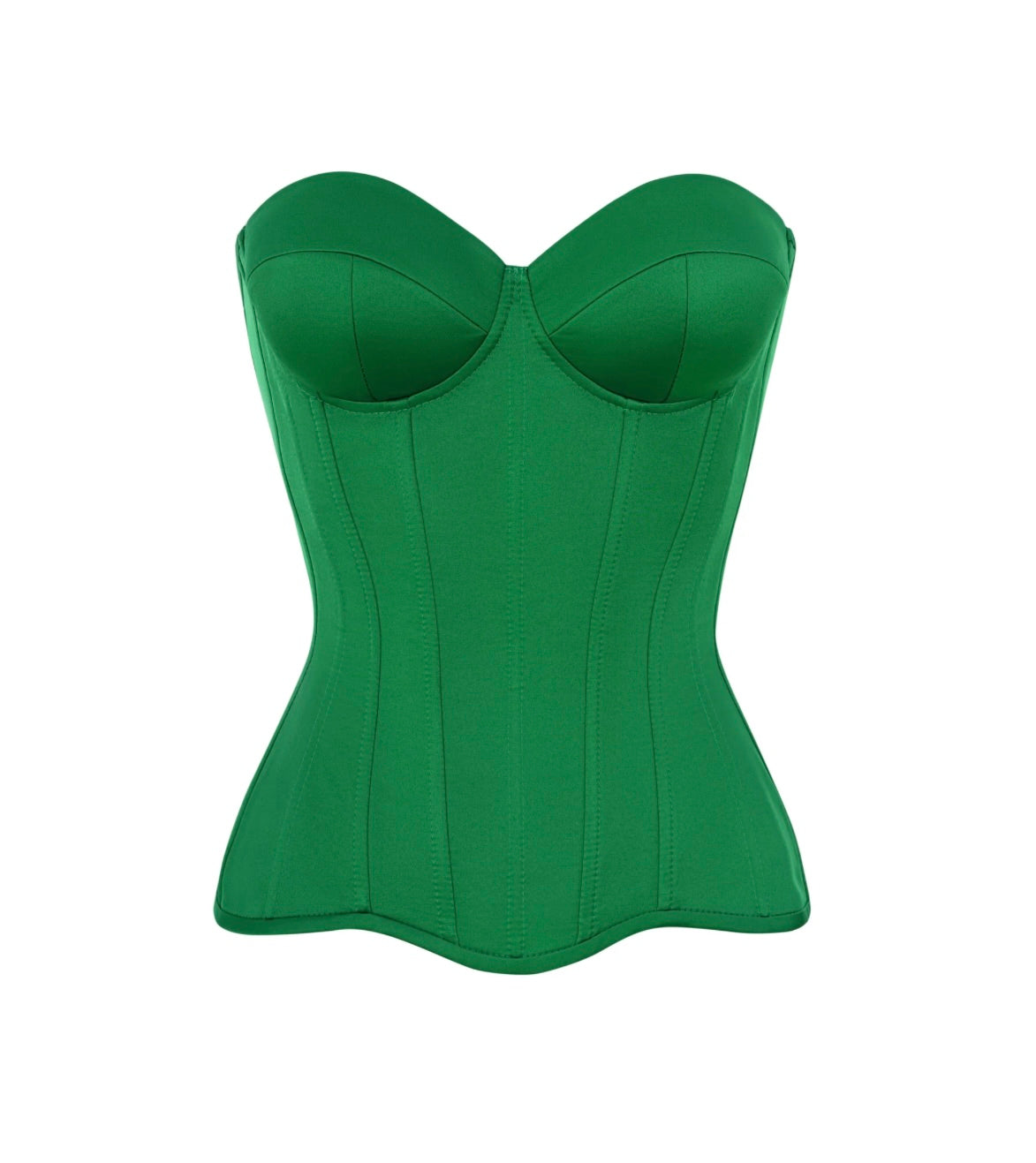 GREEN SATIN CORSET WITH CUPS