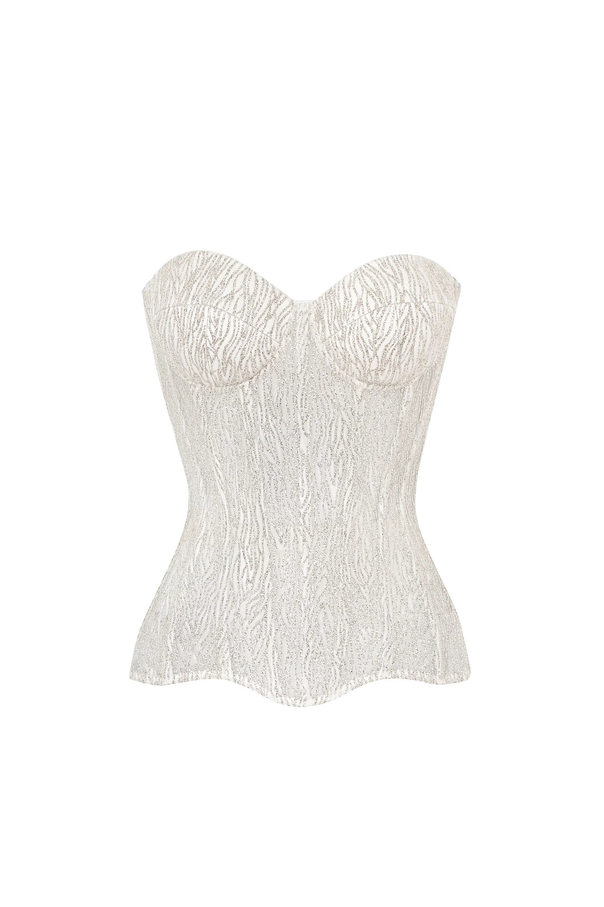 SHINY WHITE WAVE CORSET WITH CUPS