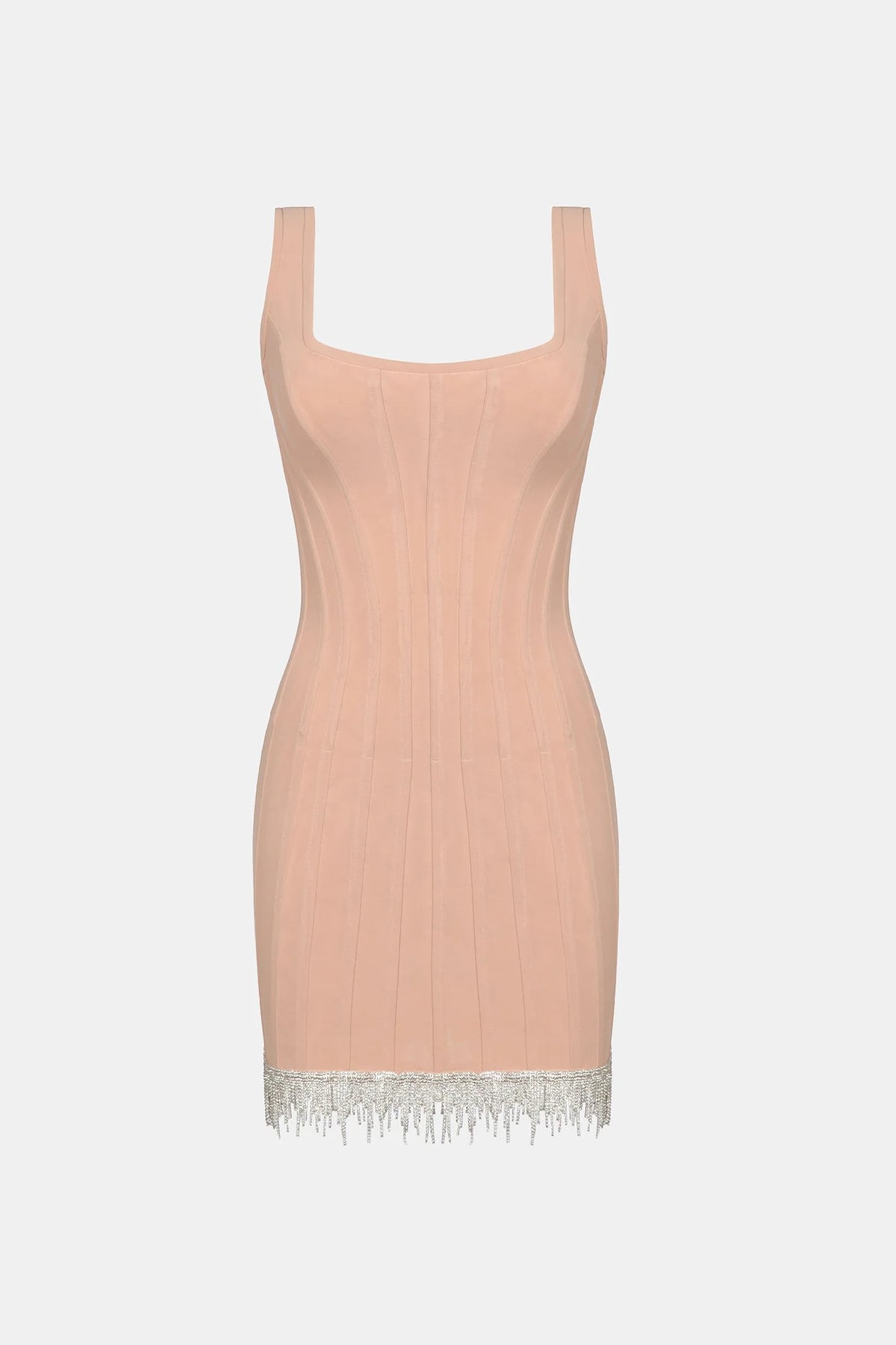 Corset dress with crystal fringe