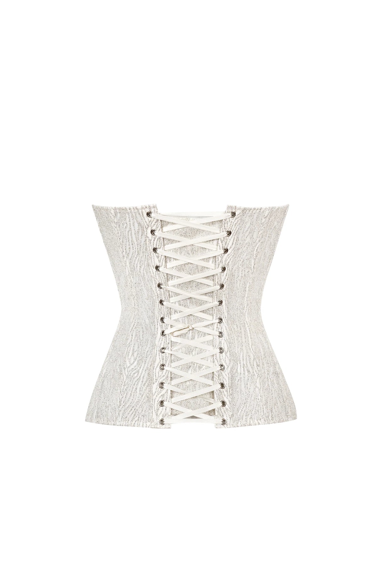 SHINY WHITE WAVE CORSET WITH CUPS