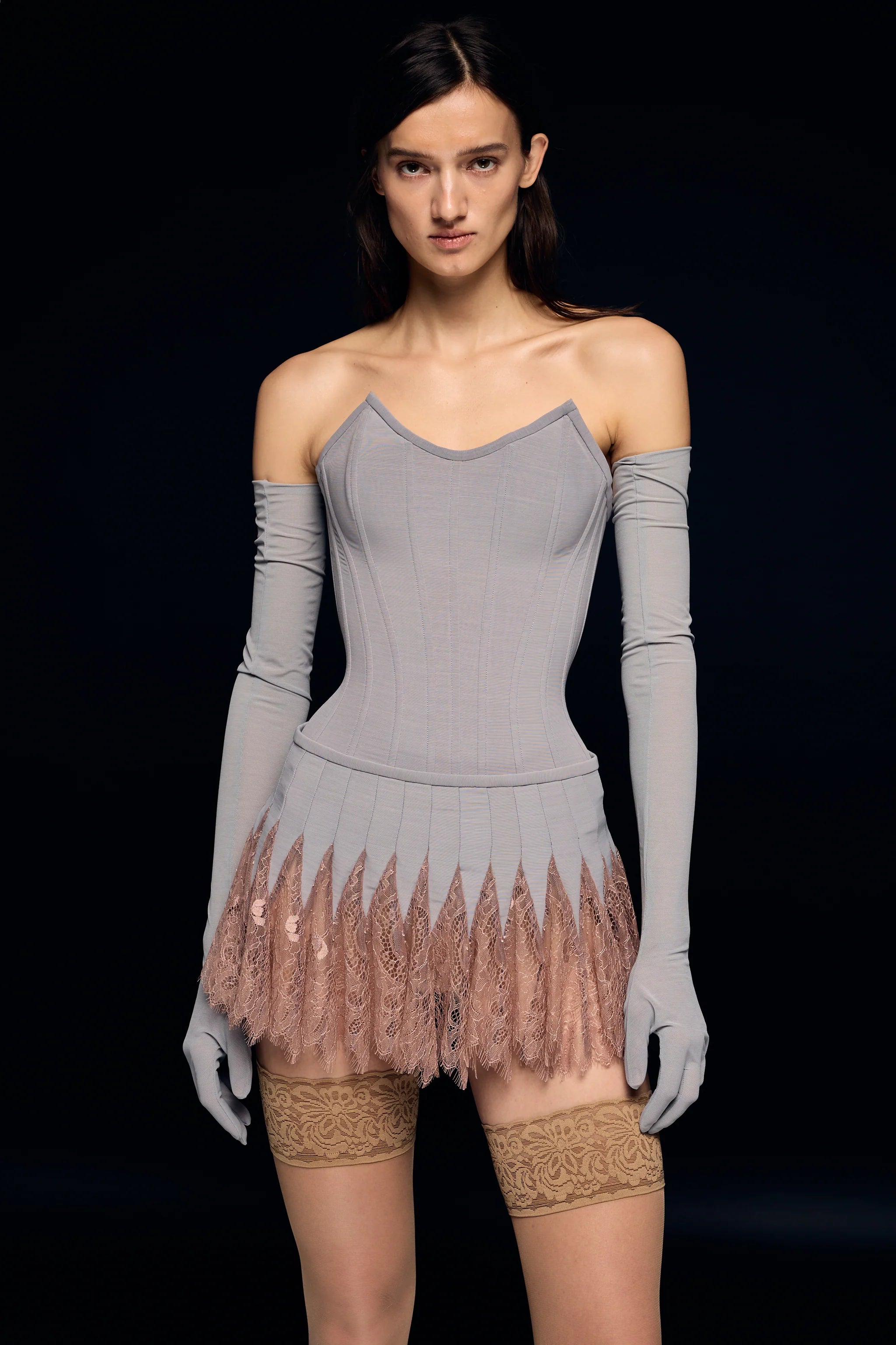MINI CORSET SKIRT WITH LACE DETAILS