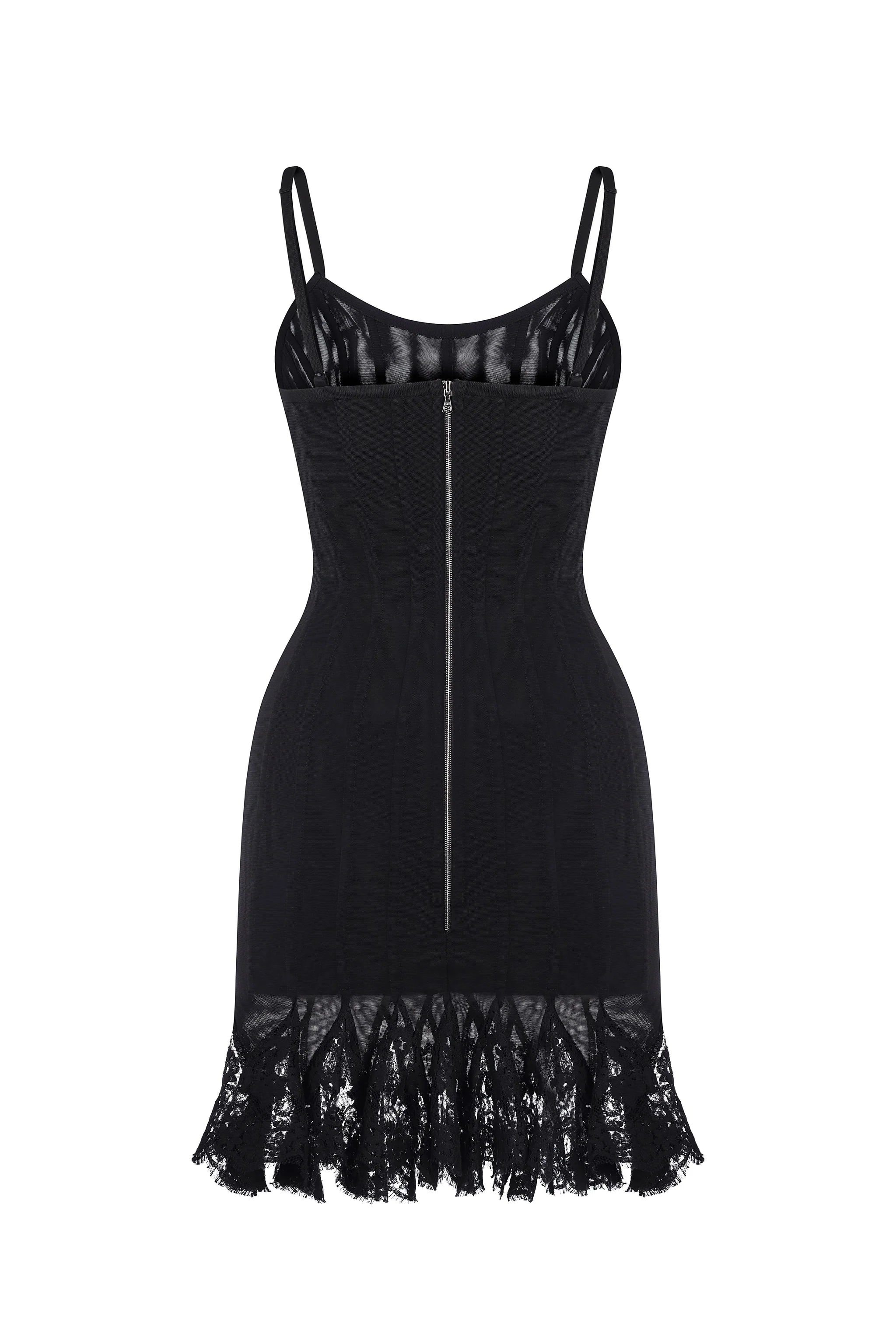 CORSET DRESS WITH LACE WEDGES