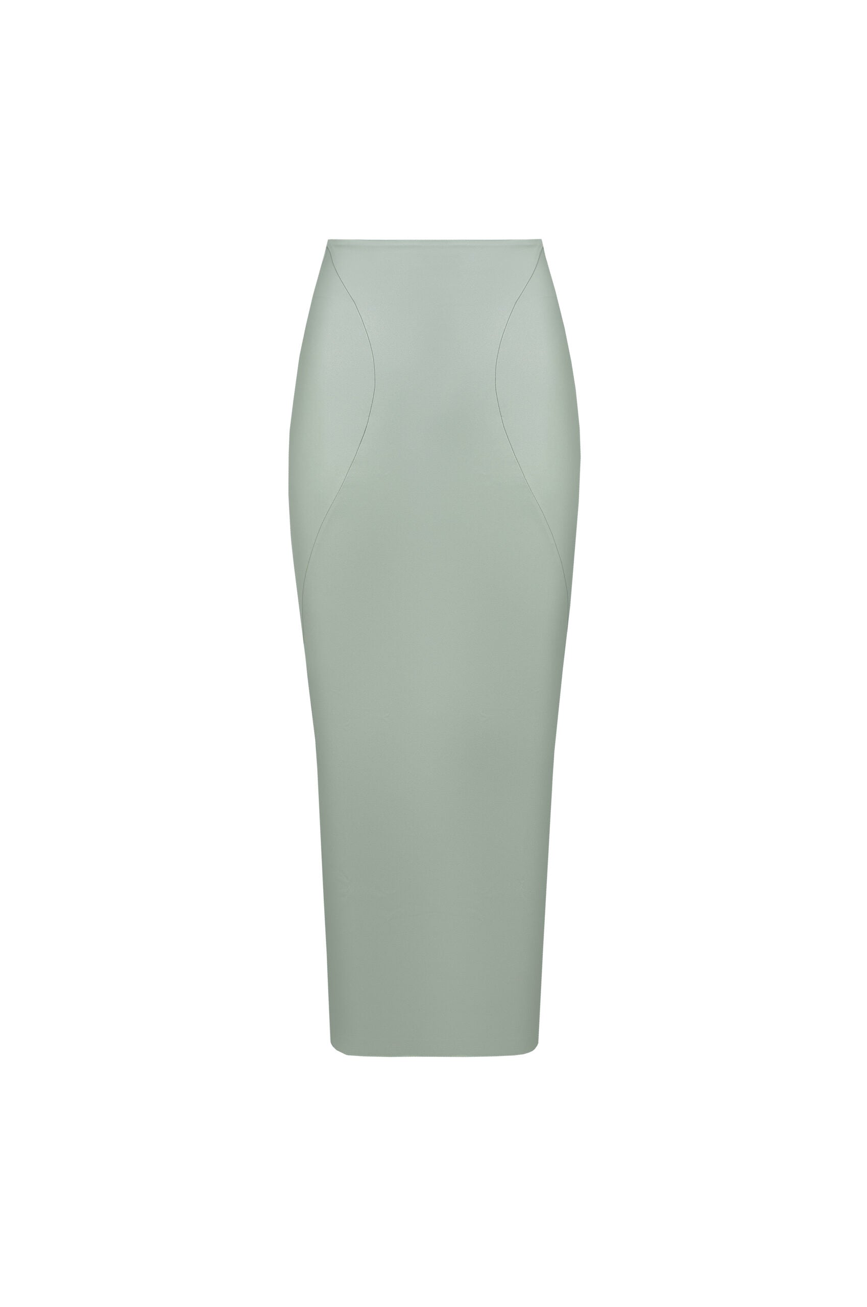 VEGAN LEATHER SCULPTING MIDI SKIRT