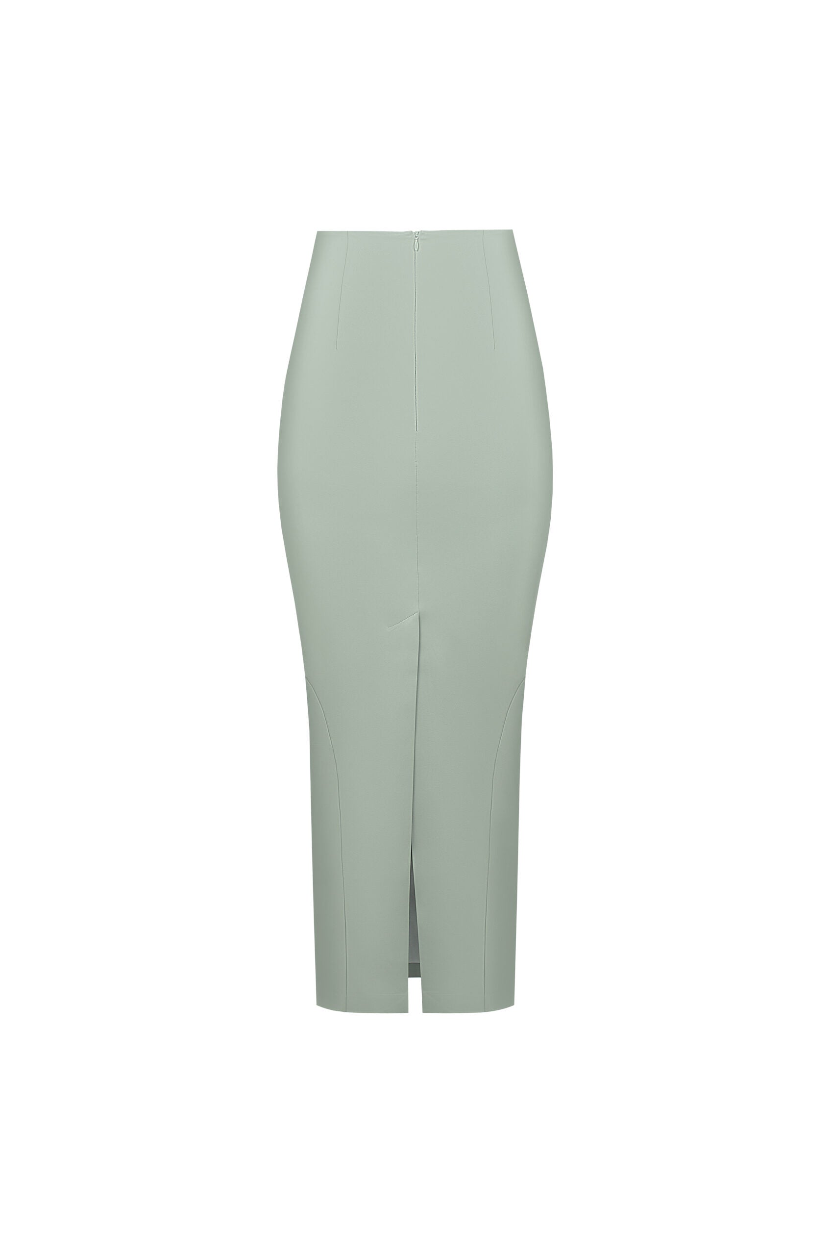 VEGAN LEATHER SCULPTING MIDI SKIRT