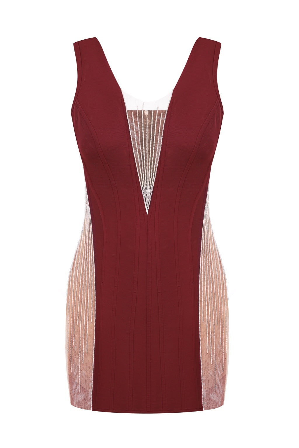 BUNDÏ X FROLOV BURGUNDY CORSET DRESS WITH CRYSTALS