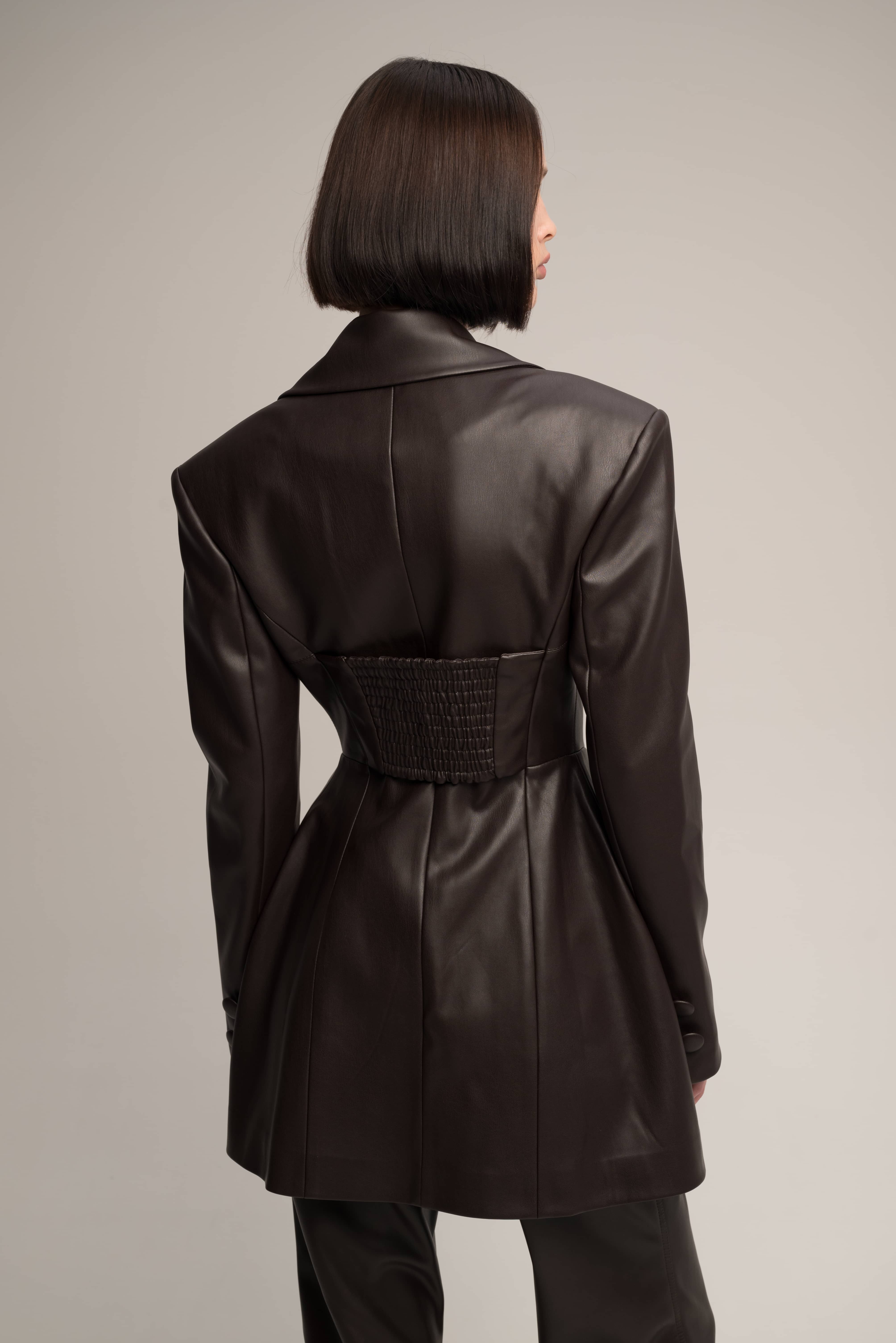 Swan leather jacket-dress