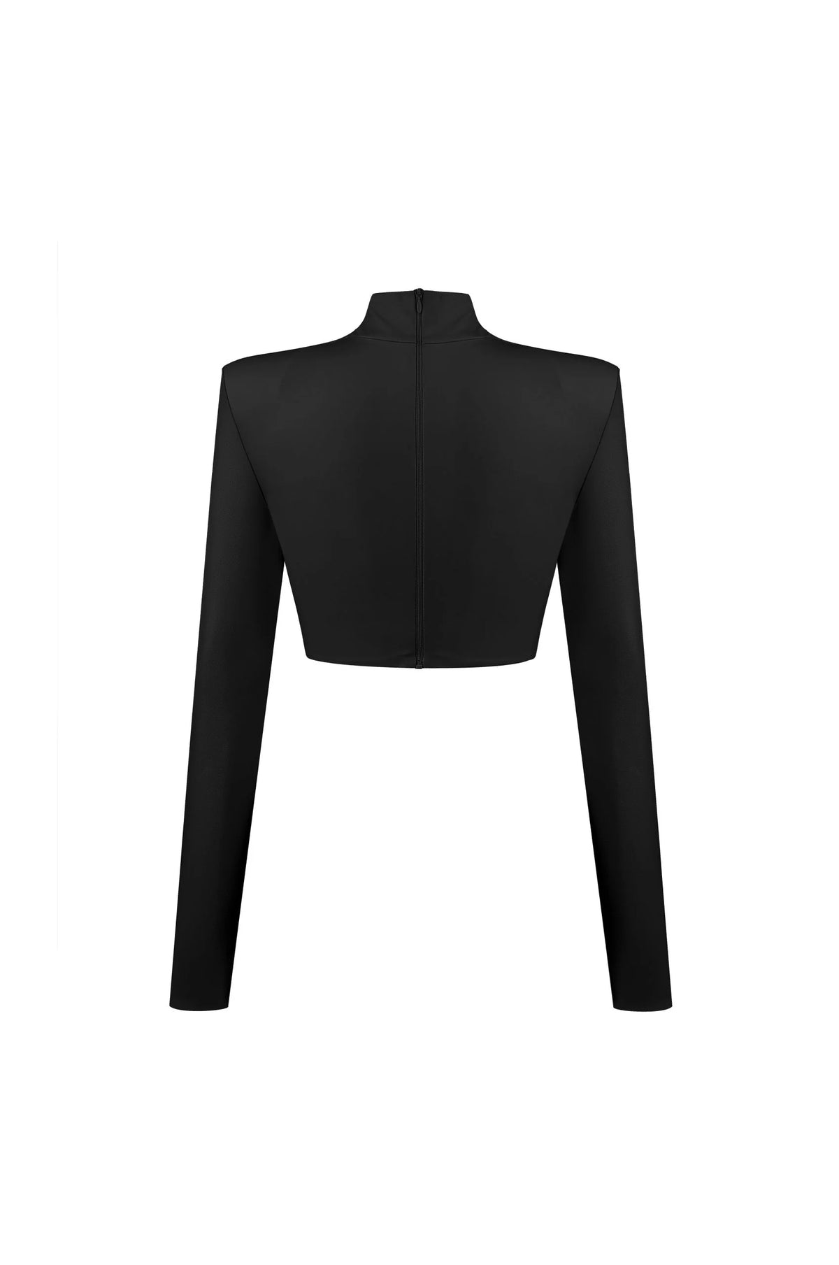 VEGAN LEATHER CROPPED TOP BLACK